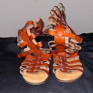 Madden Girl Penna Cognac Tall Gladiator Sandals